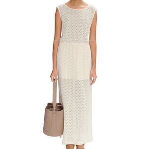 A.P.C. Madison Cream Open Knit Midi Dress size XS Minima Cotton Sleeveless